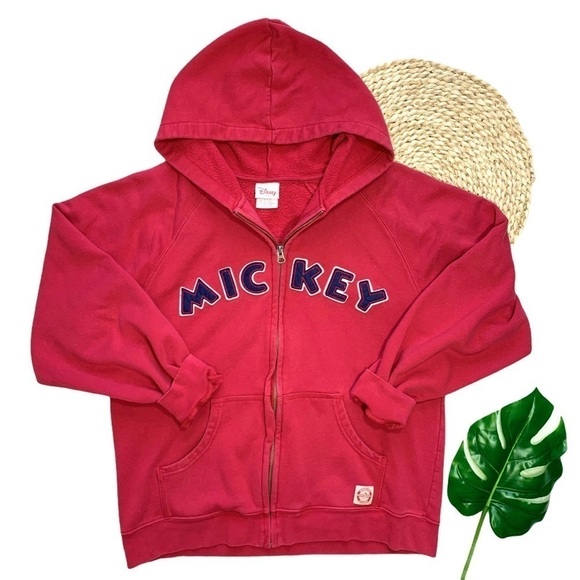Vintage 90’s Retro Disney Store Mickey Mouse Zip Hooded Sweatshirt Size Small - Picture 1 of 17